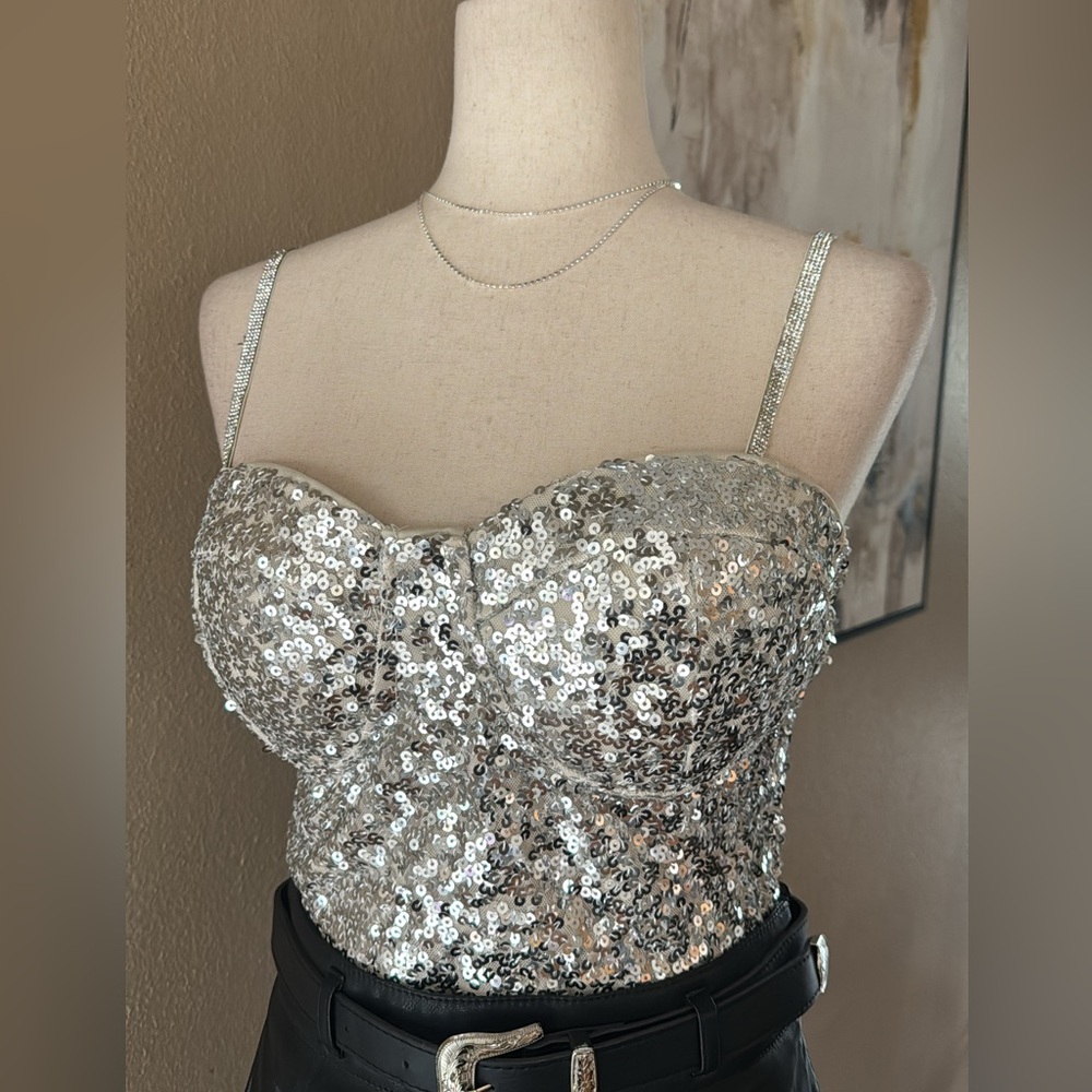 Silver Sequin Women's Top